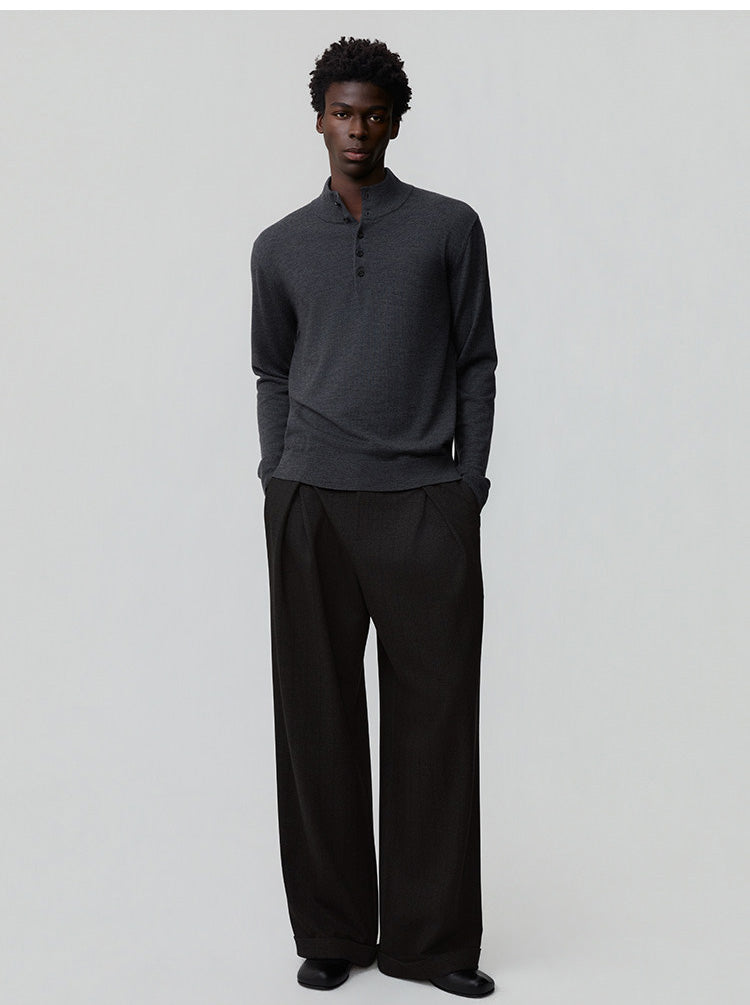 Double-Pleated Waist Casual Pants