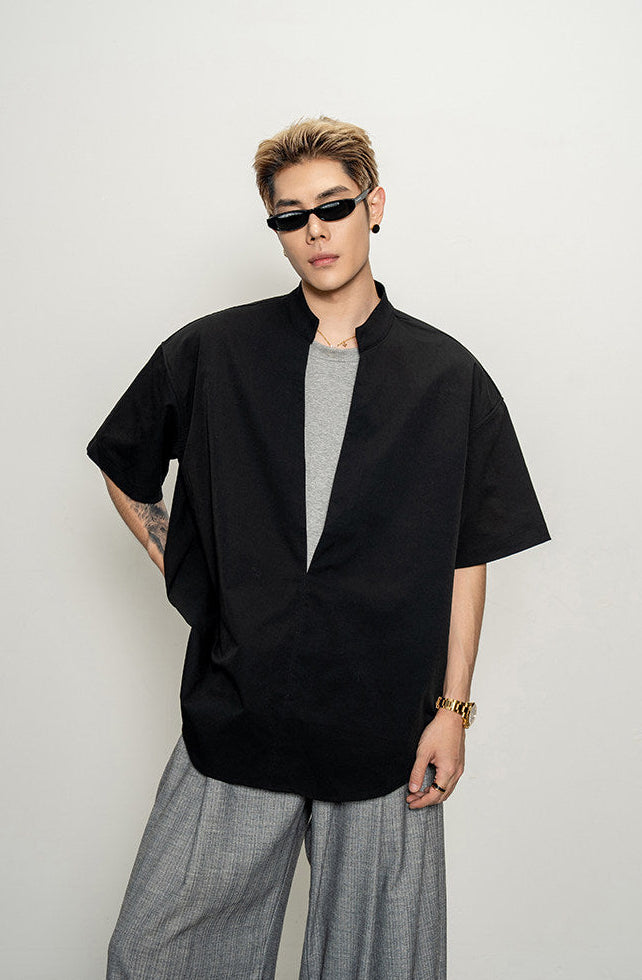 Faux Two-Piece V-Neck Shirt