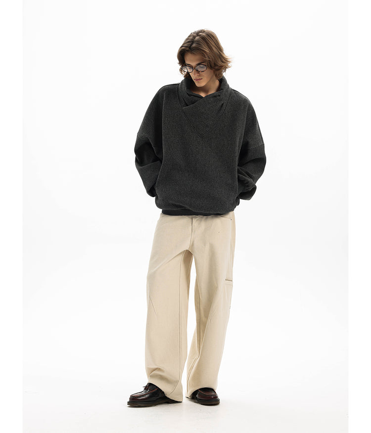 Wrinkle-resistant minimalist pullover sweatshirt