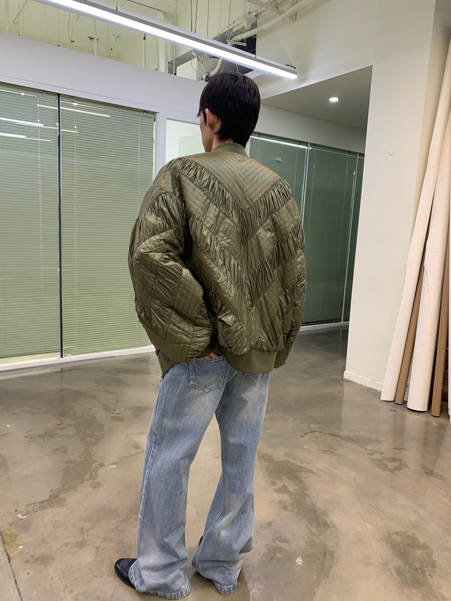 Pleated Casual Bomber Jacket