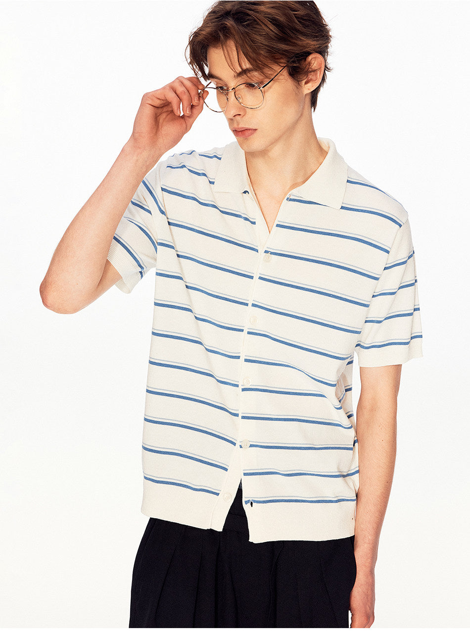 Striped Lyocell Knit Cardigan