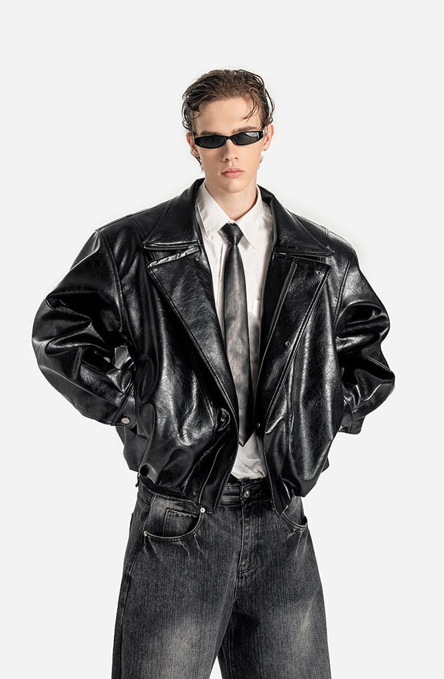 Glossy Waxed Leather Jacket