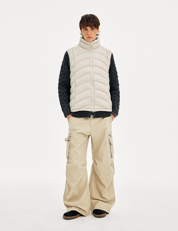 Simple Rib Collar Down Vest