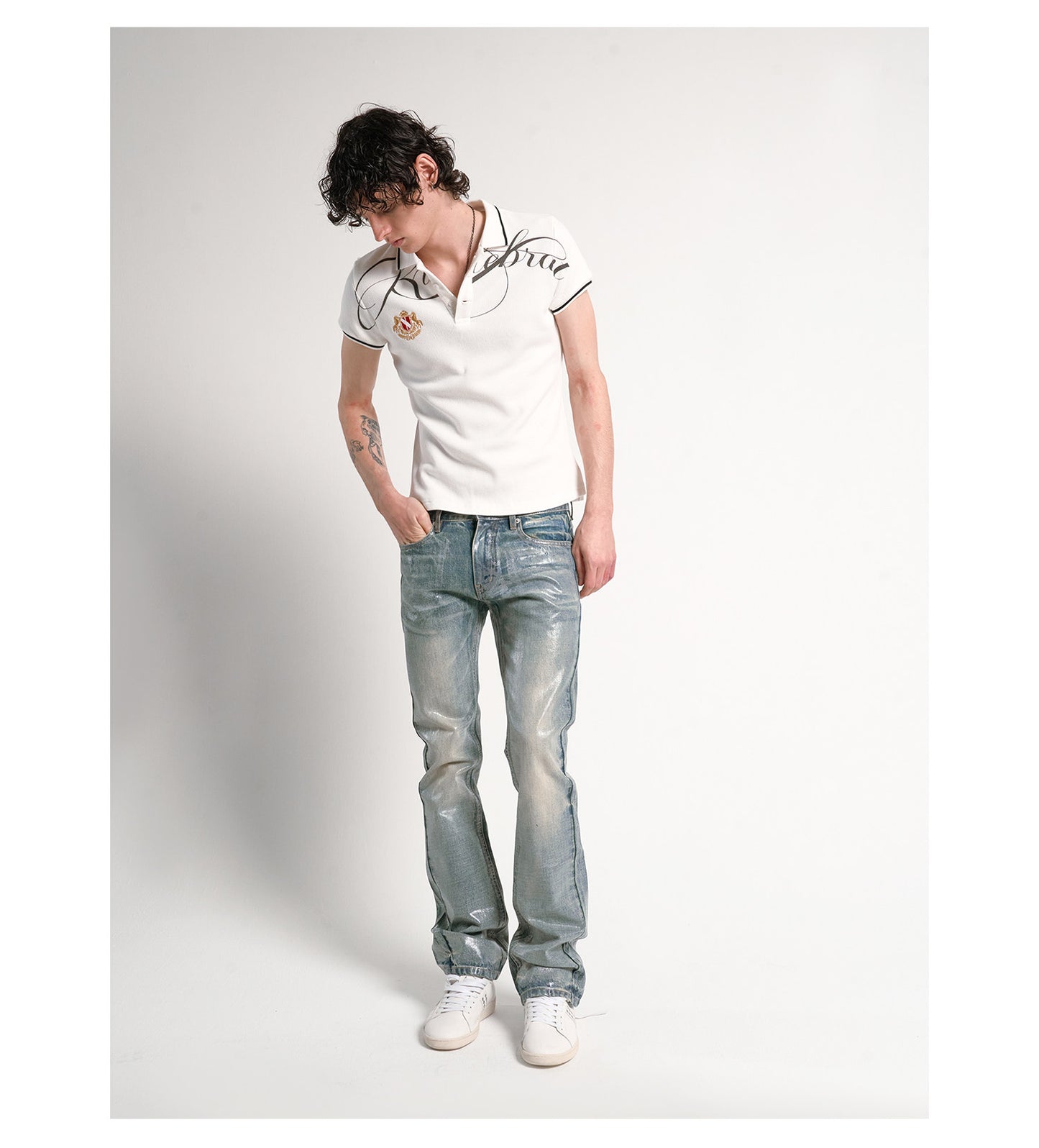 크랙 이펙트 데님 팬츠