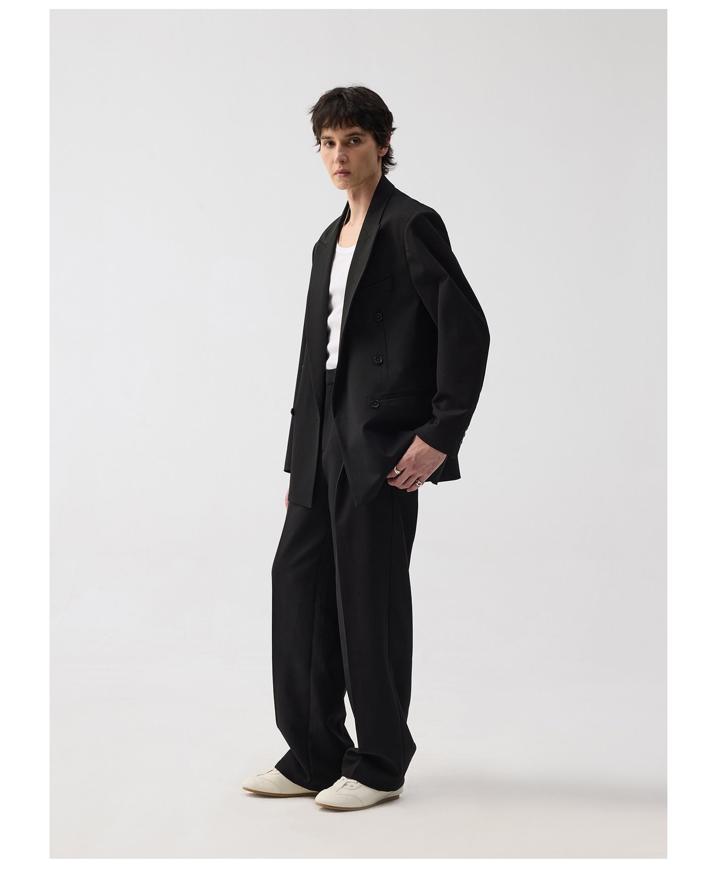 Side-Stitched Pleated Casual Pants