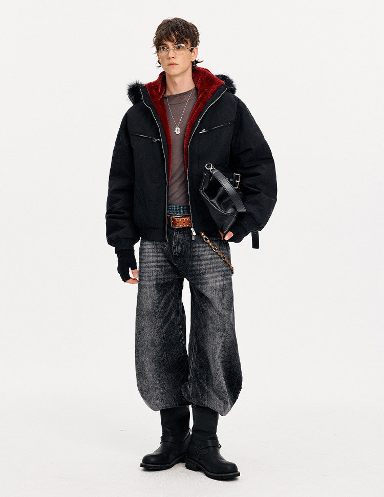 Detachable Hood White Duck Down Jacket