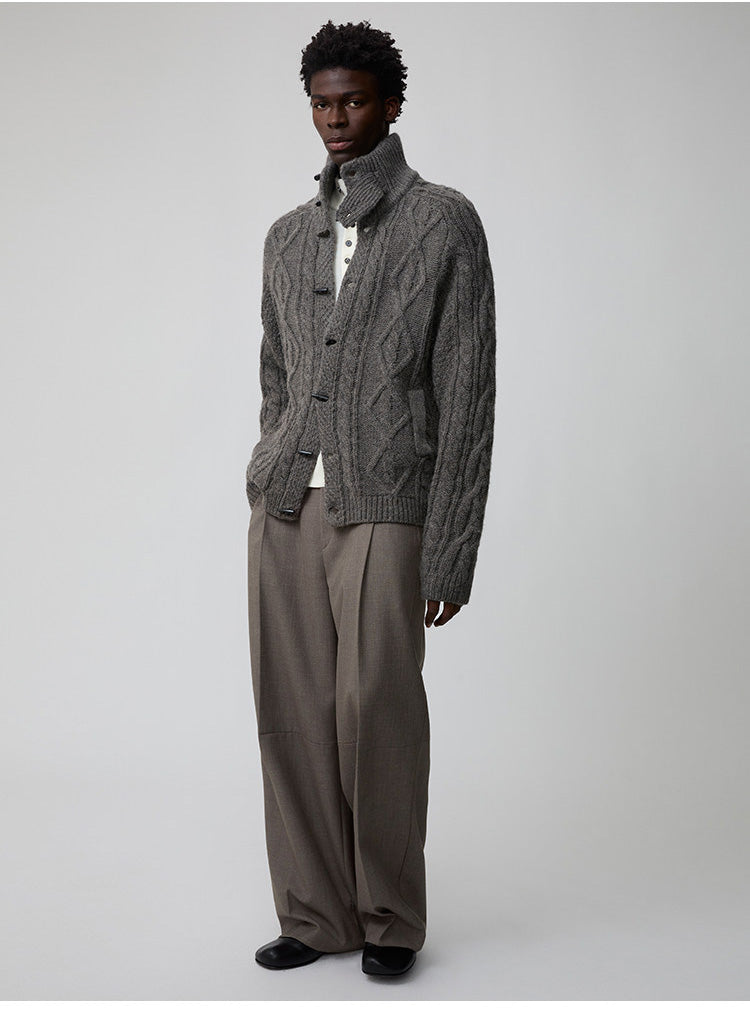 Wool-Blend Cable-Knit Cardigan