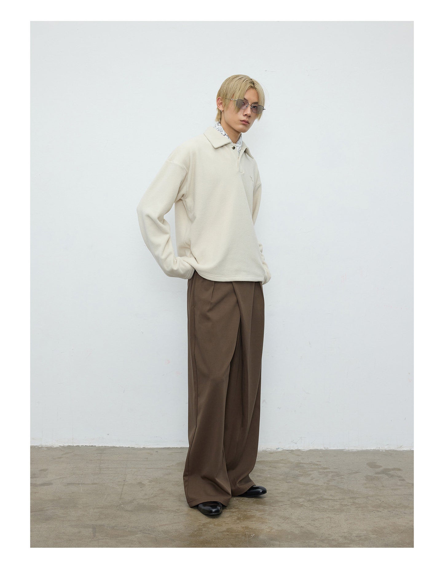 Double-sided fleece collar polo shirt