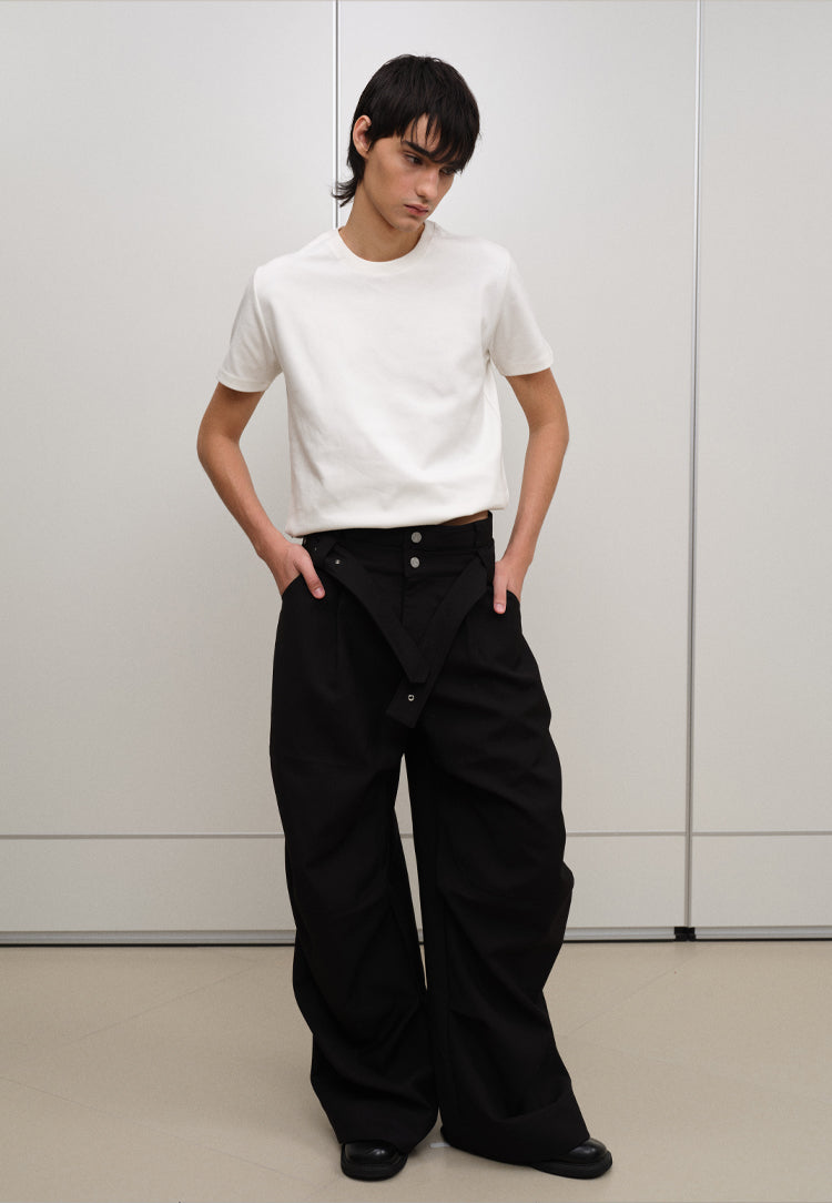 Double Waist Belt Casual Pants