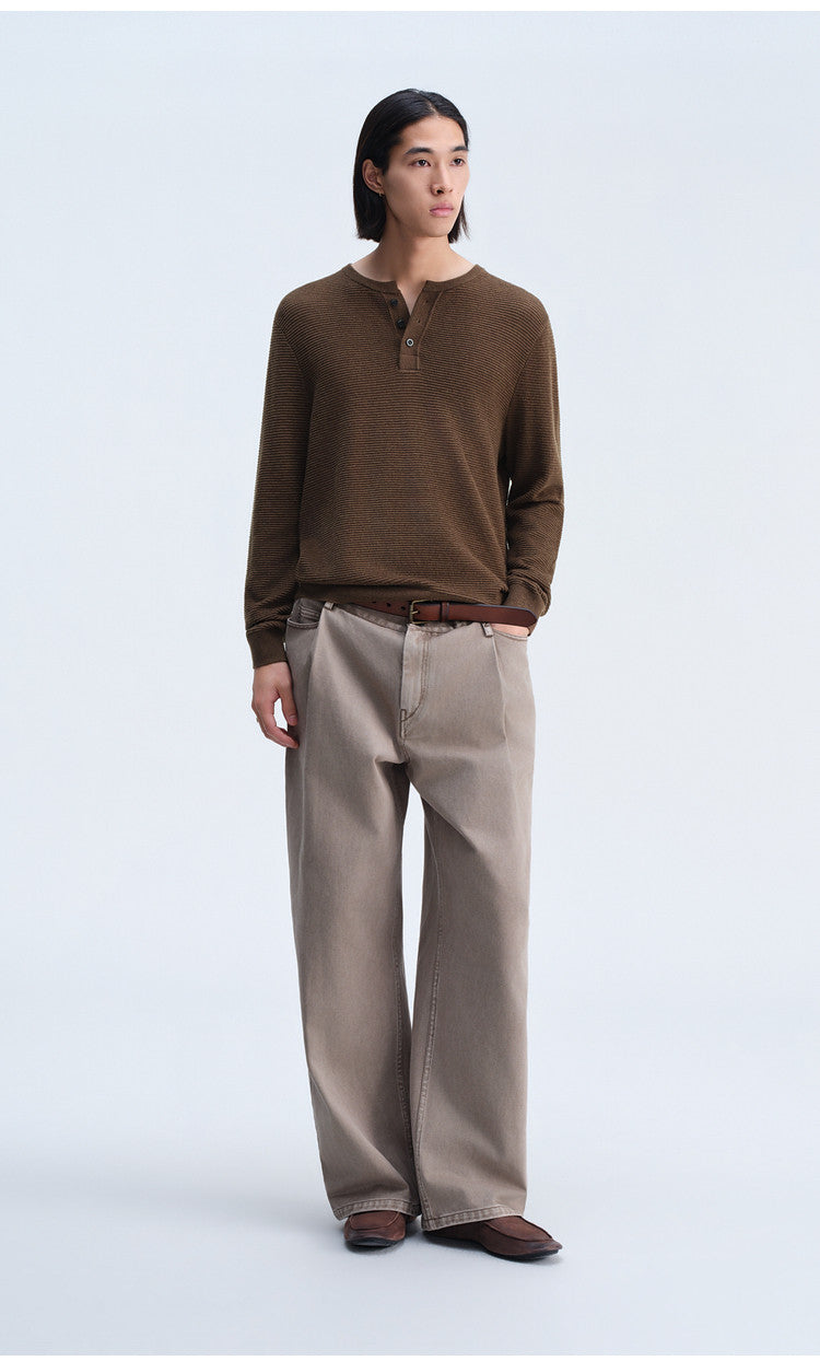 Single-Tuck Denim Pants