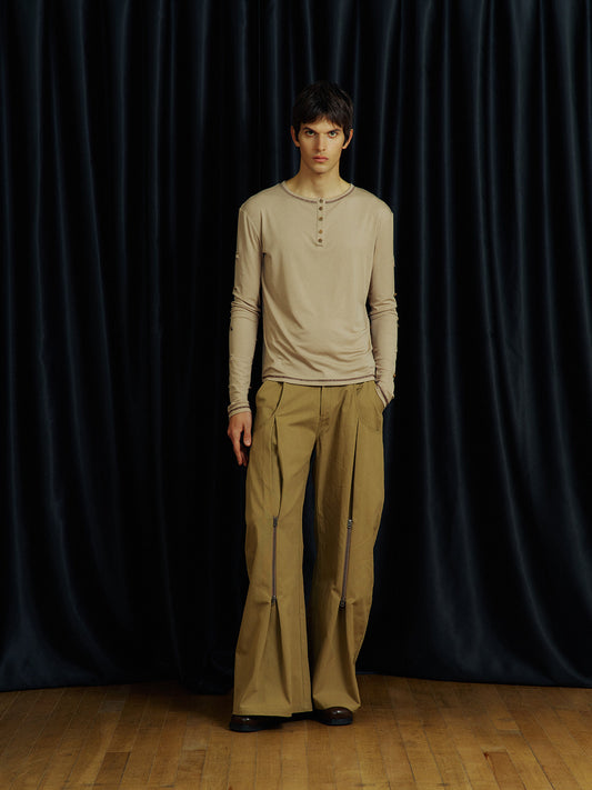 3D-Cut Double Zipper Casual Pants