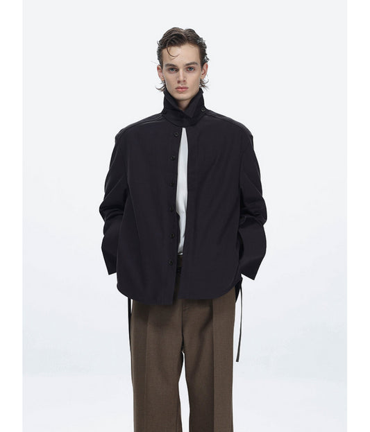 Shirt with Stand-Up Collar and Panel Design