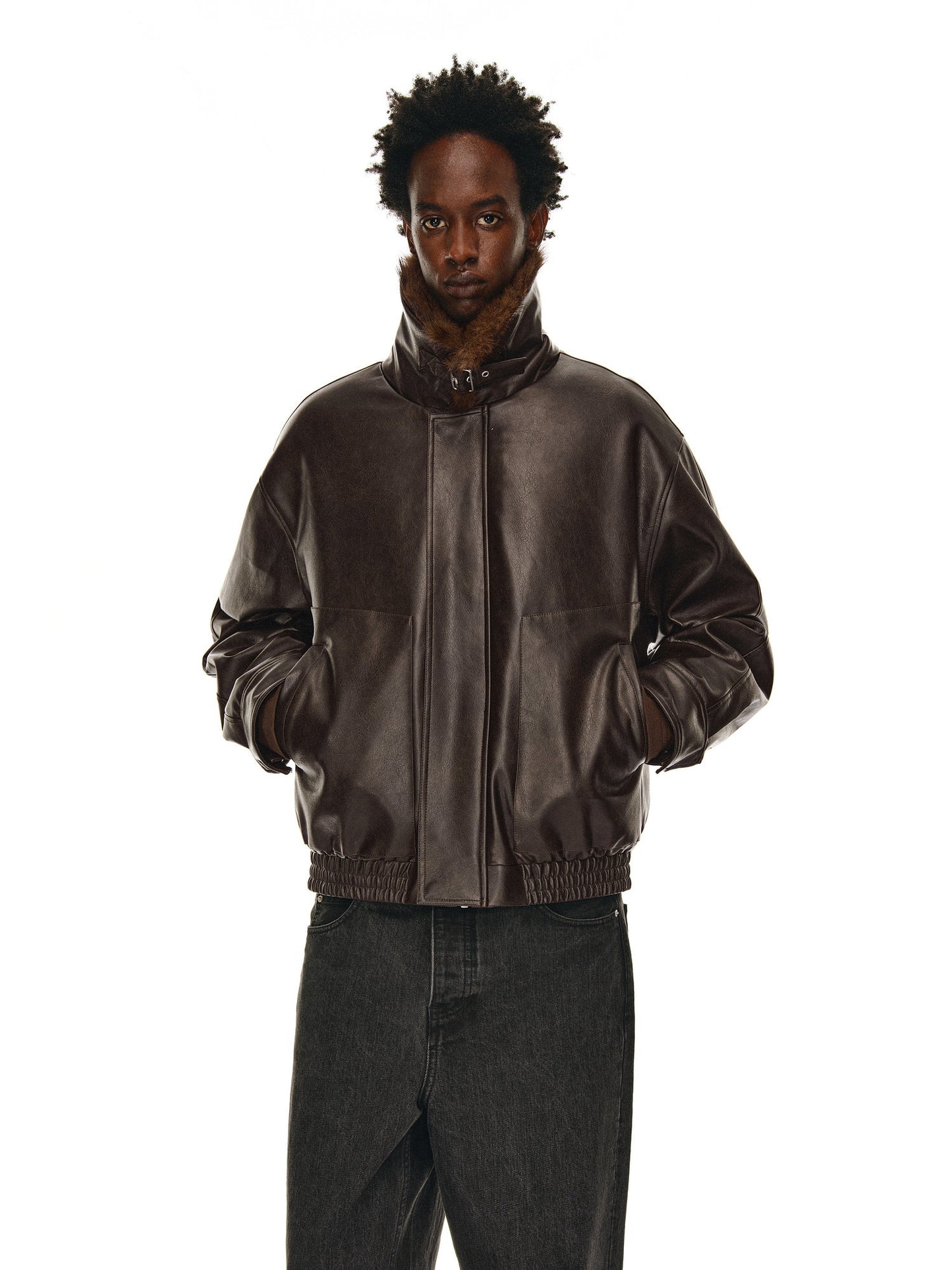 Eco-Friendly Fur Collar Jacket