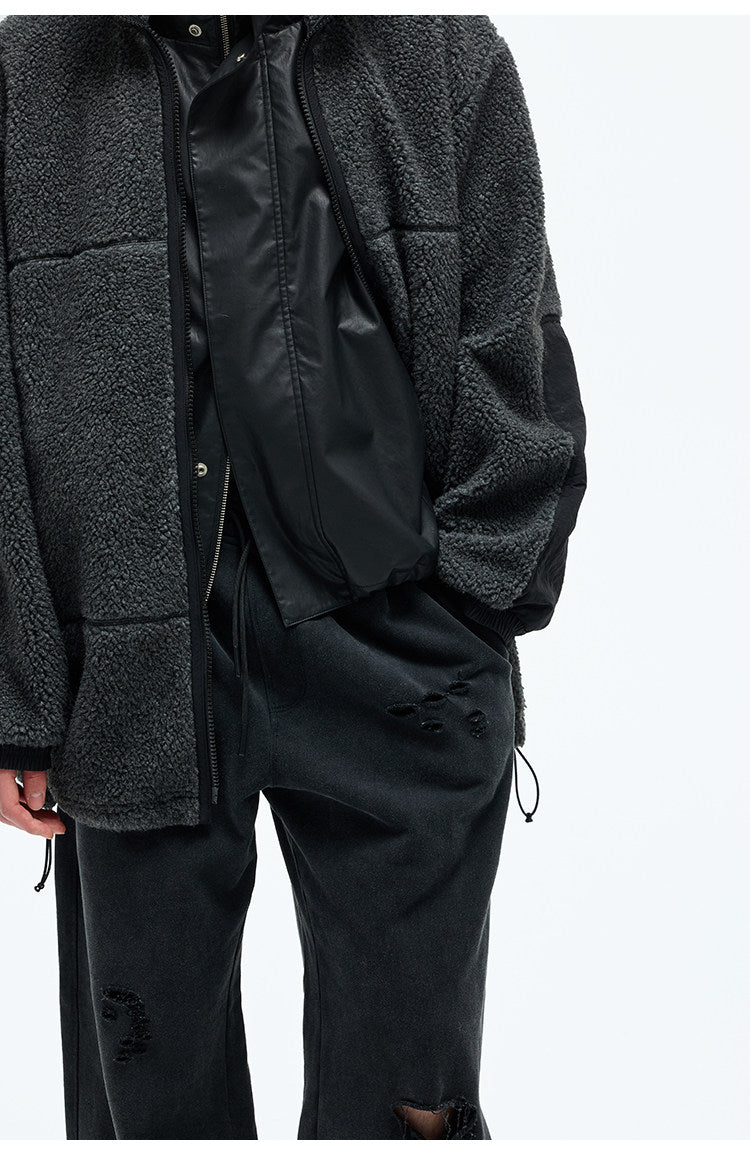 Wool-Blend Fleece Mid-Length Coat