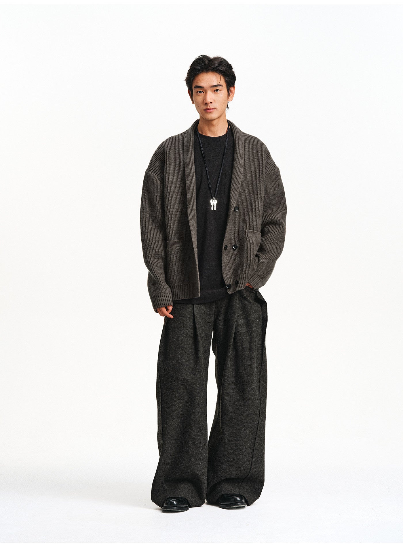 Shawl Collar Double-Breasted Cardigan