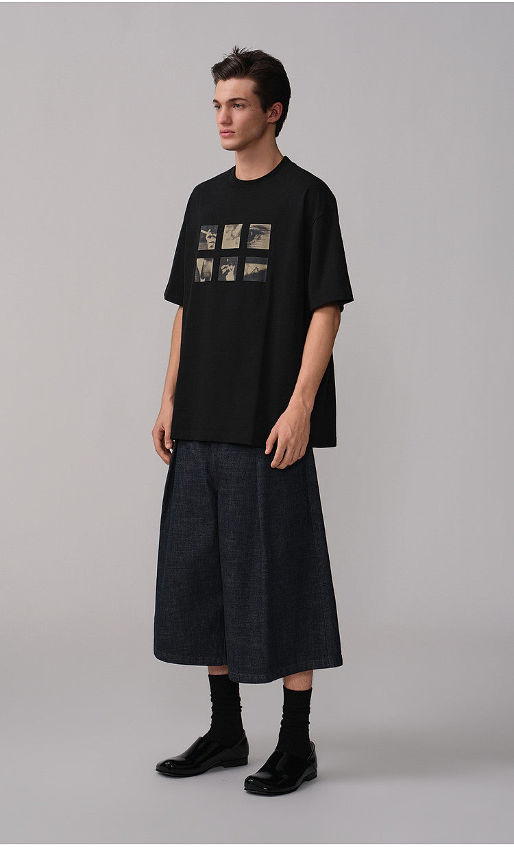 Silhouette Print Loose-Fit Casual T-Shirt