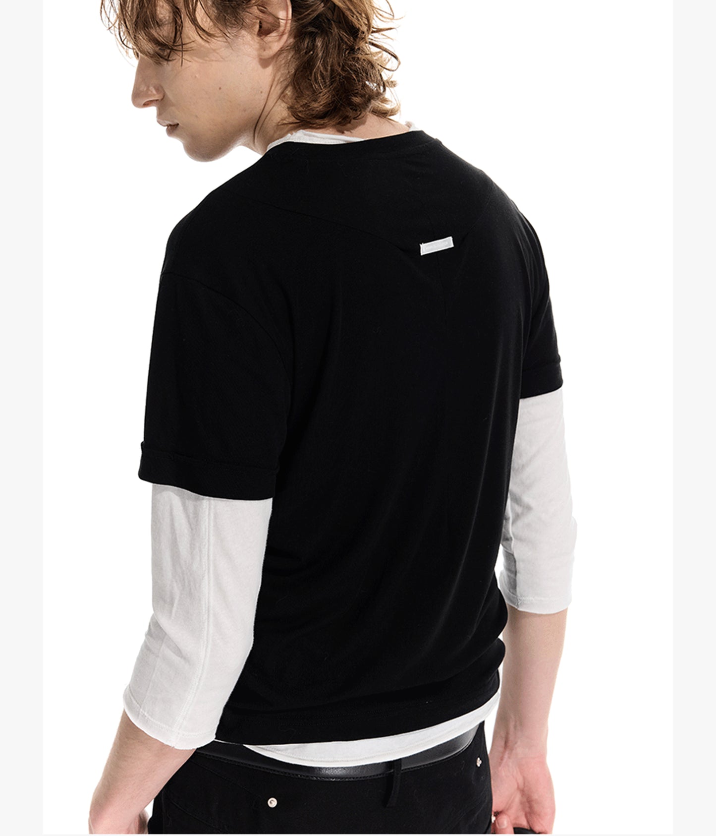 Color matching faux two-piece T-shirt