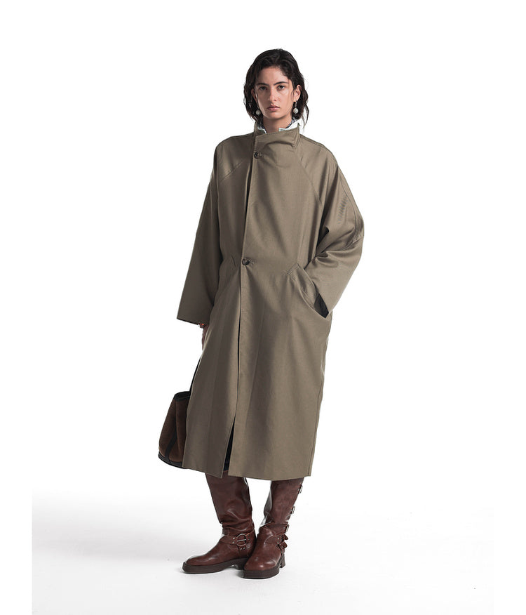 Stand-up collar long coat