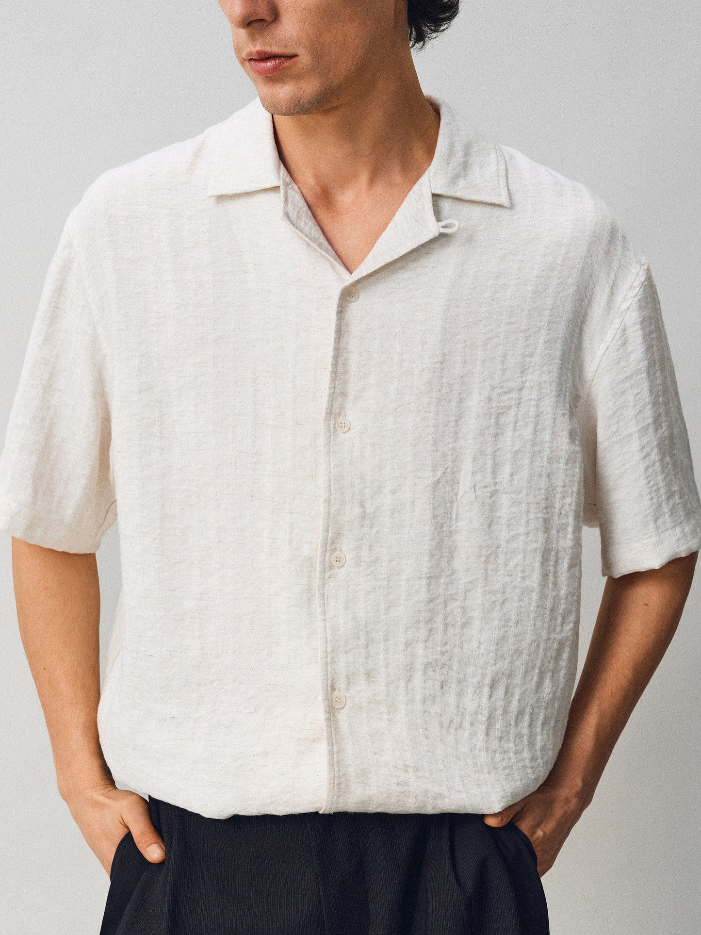 Jacquard Linen Striped Shirt