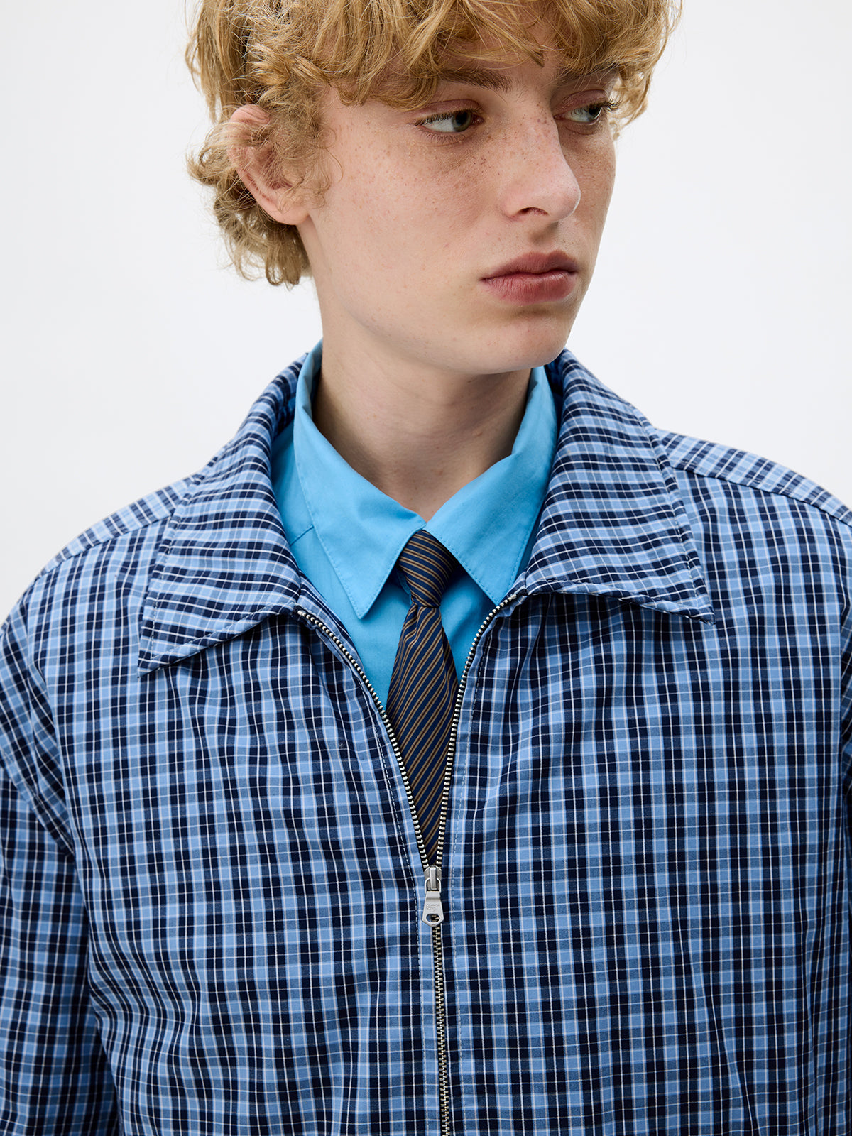 Checkered White Duck Down Jacket