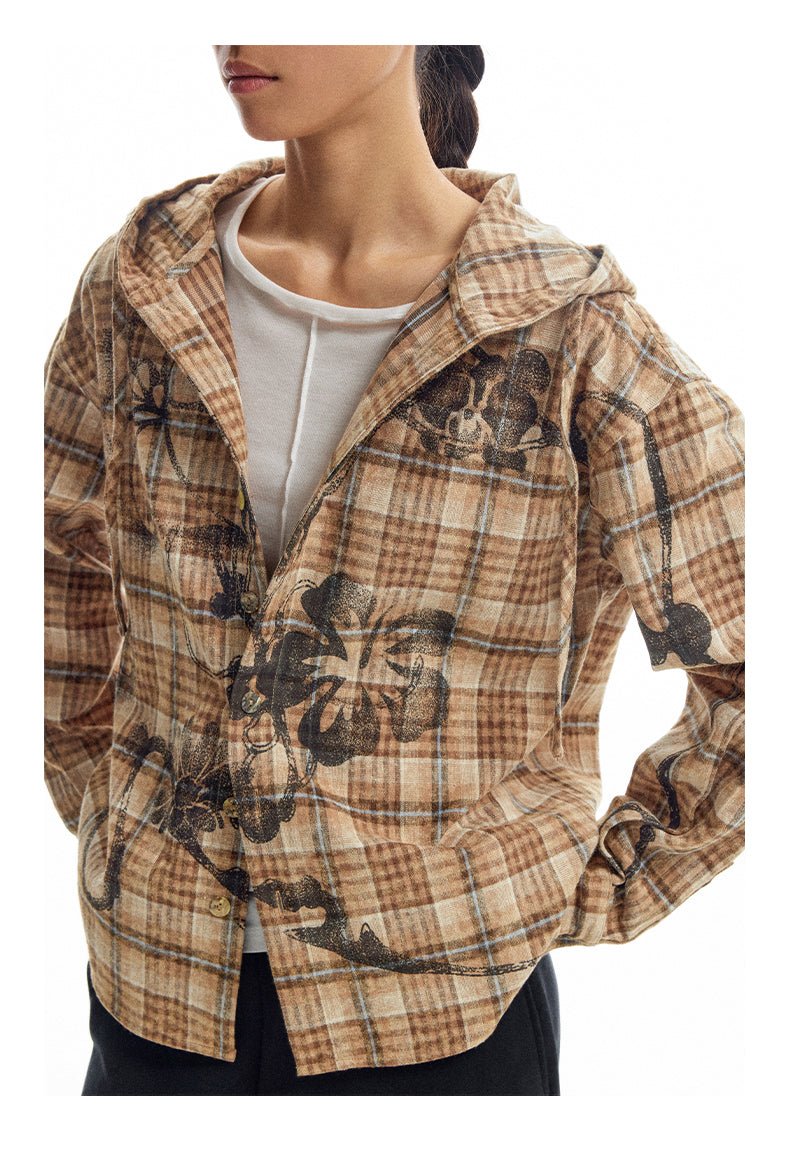 Casual Hooded Check Shirt