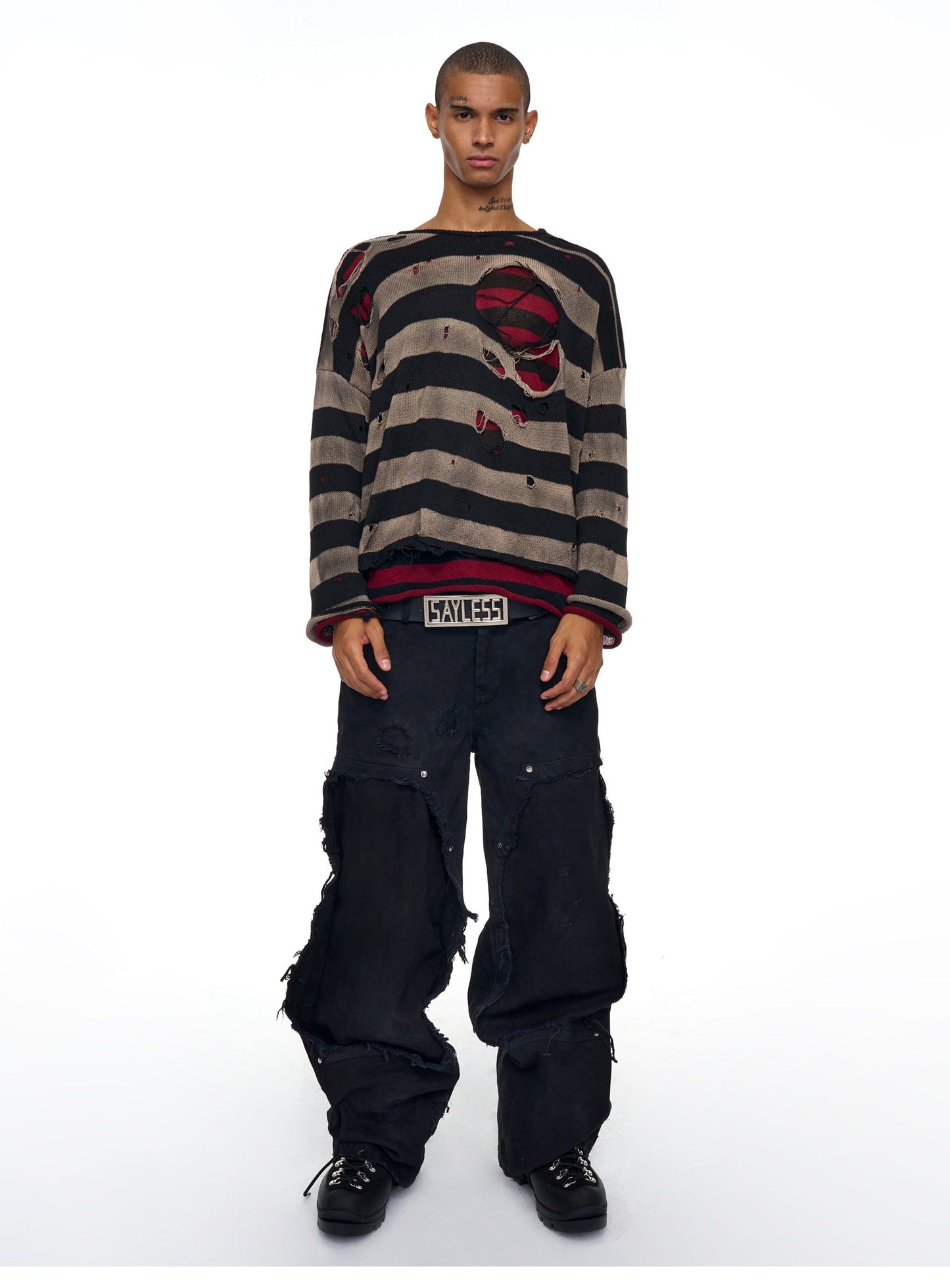 Distressed Knee Fringe Jeans