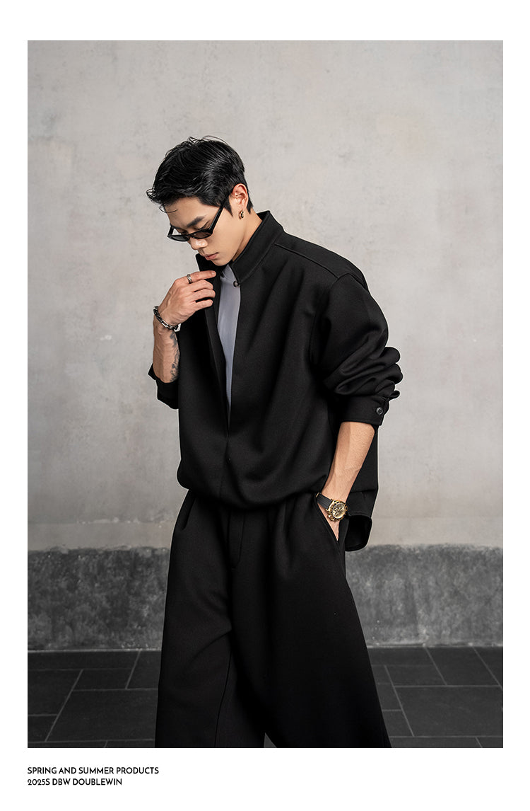 Stand-up collar sweatshirt set