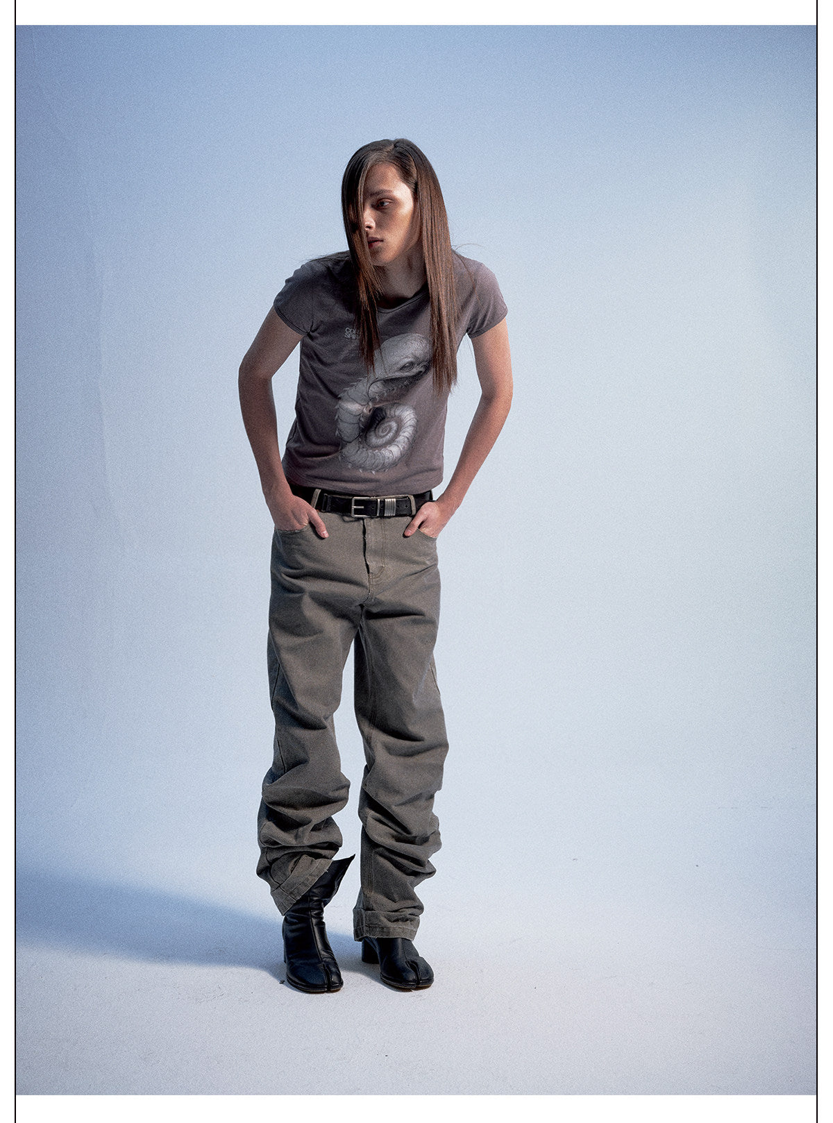 Round-Neck Washed Casual T-Shirt