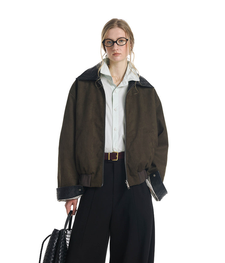 Reversible Oversized Woven Collar Jacket