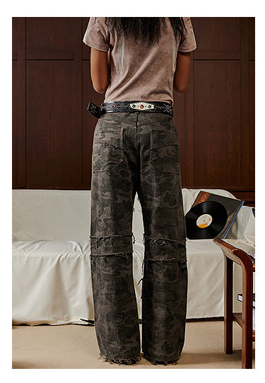 Loose Straight Raw Edge Casual Pants