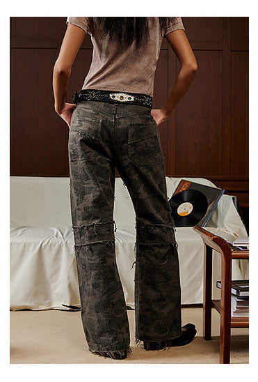 Loose Straight Raw Edge Casual Pants