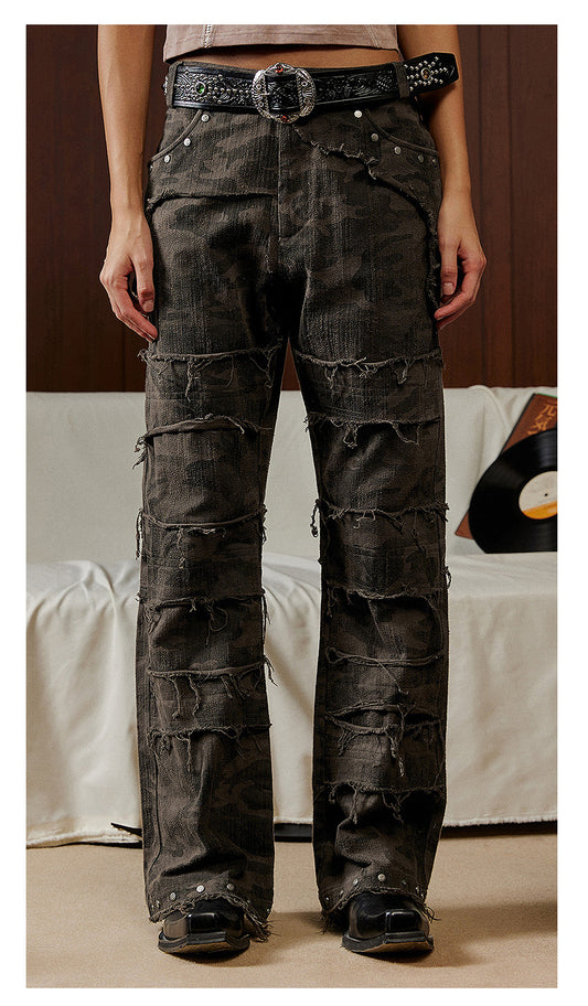 Loose Straight Raw Edge Casual Pants