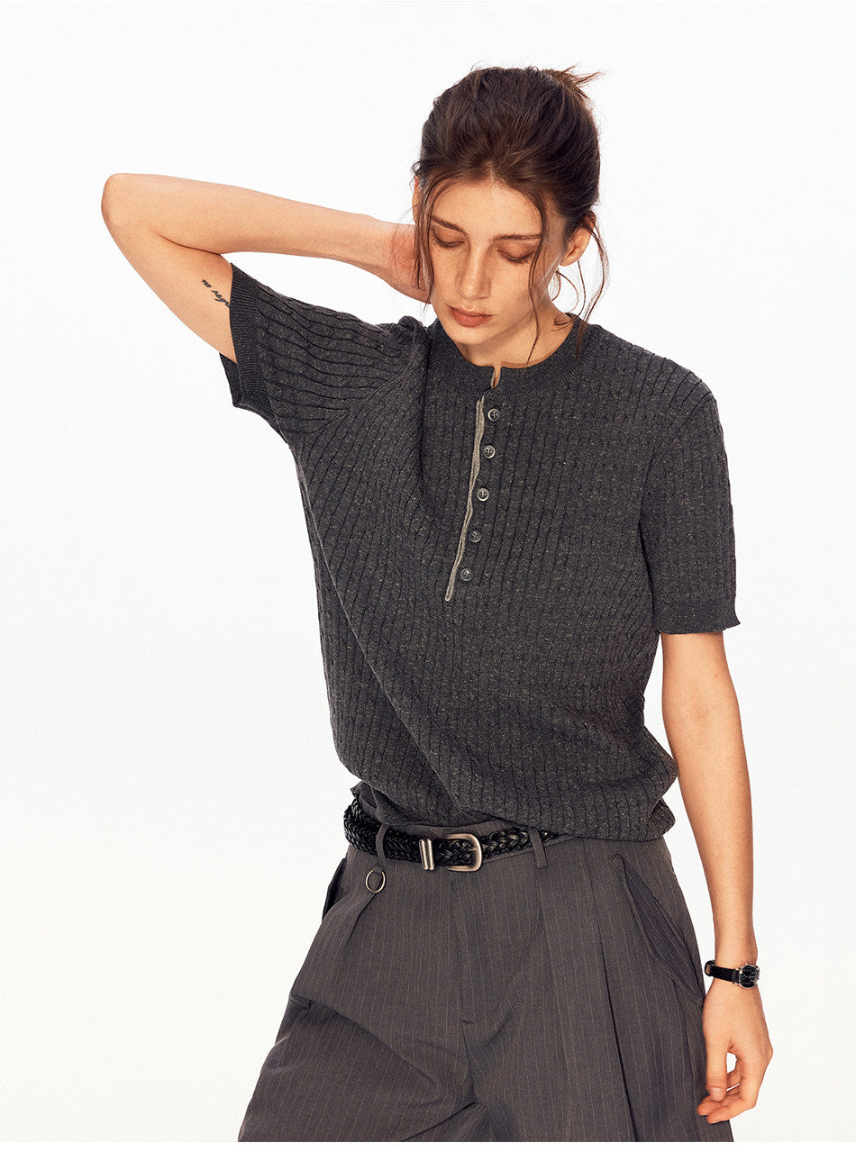Henry-Collar Knit Shirt
