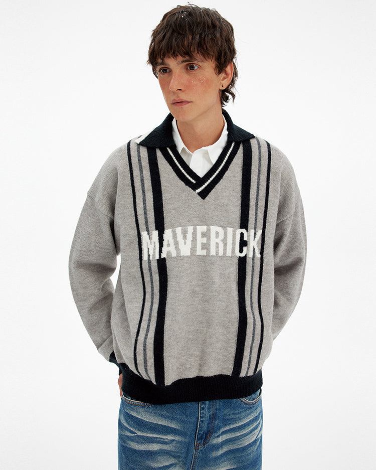 Color Block Letter Print Sweater