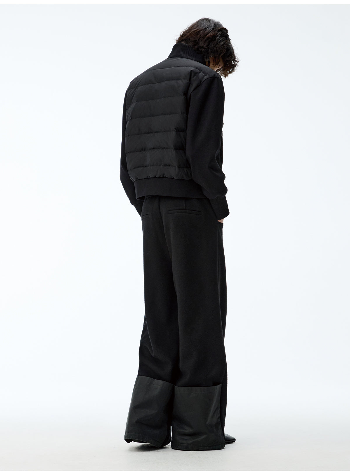 Rib-Knit Stand Collar Down Jacket