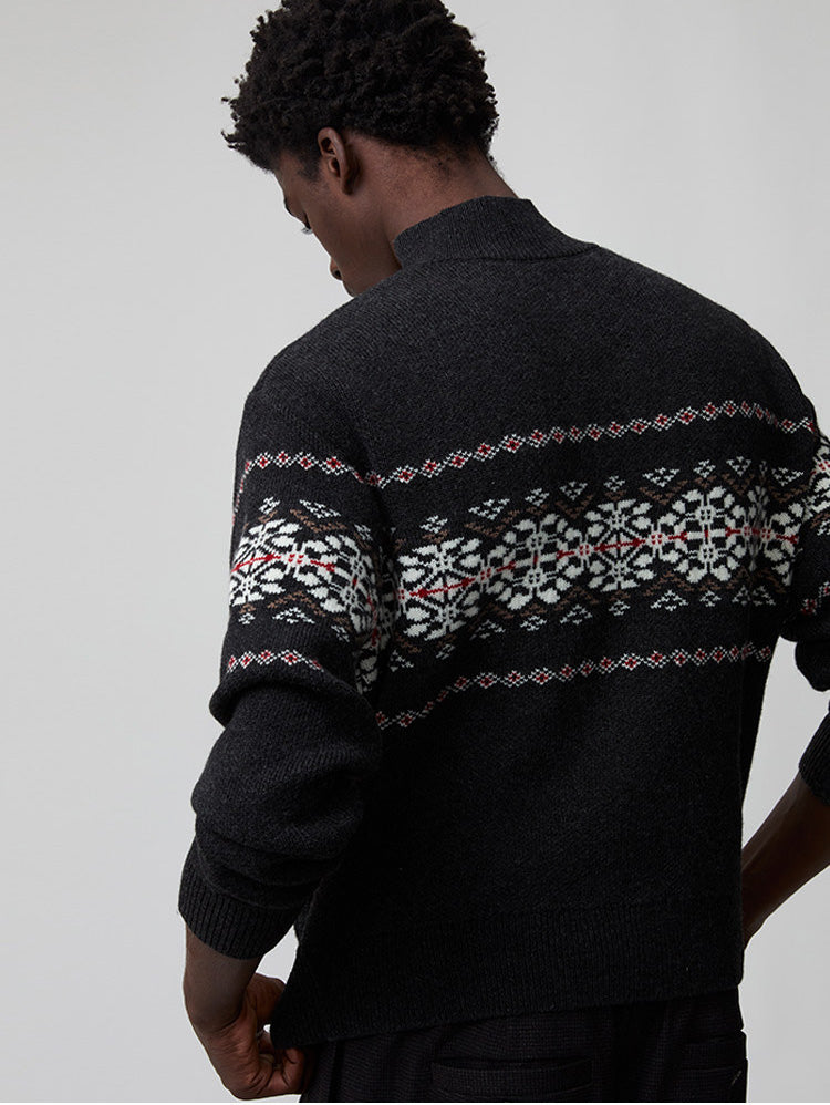 Thick Knit Stand Collar Jacket