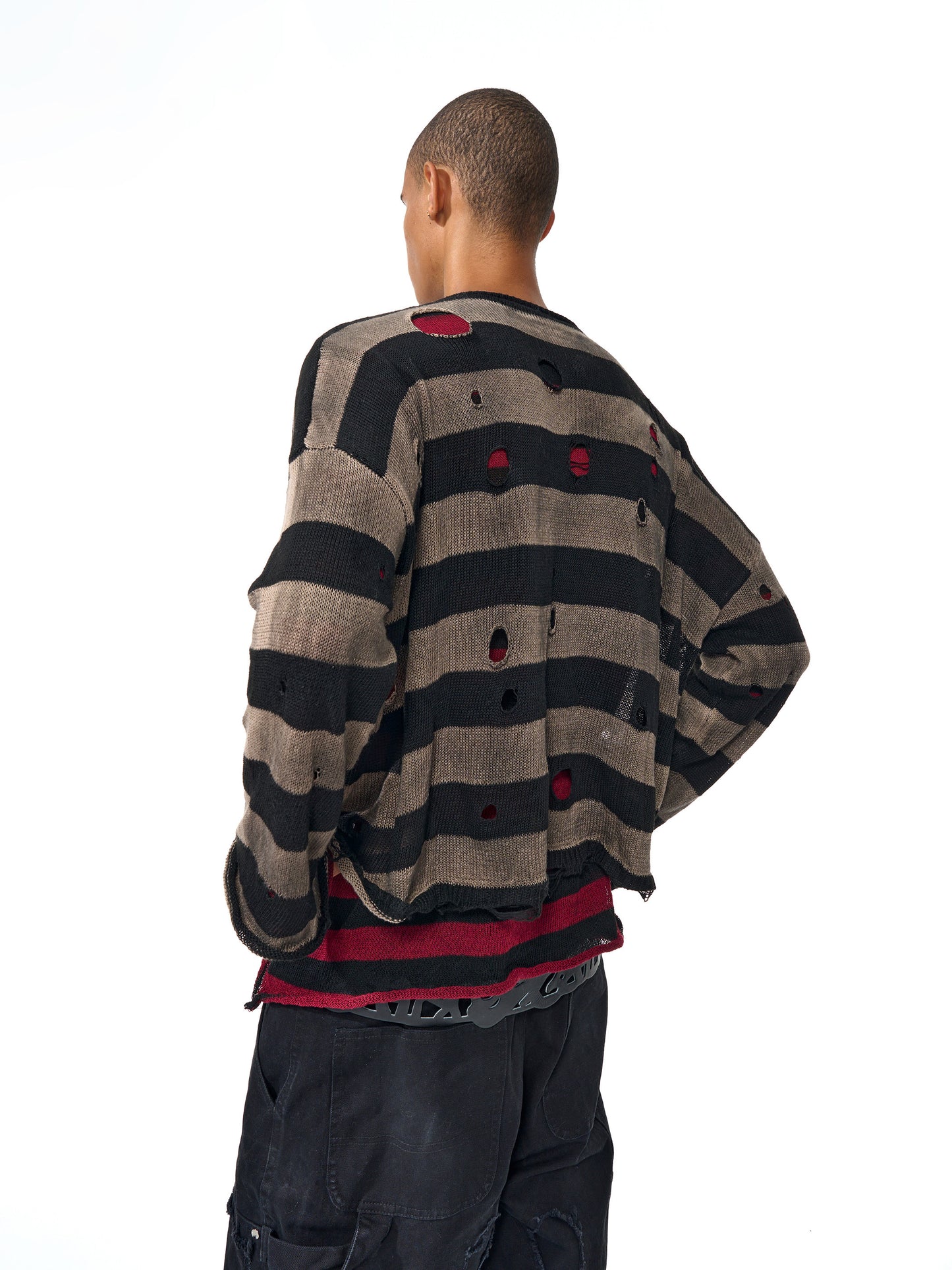 Distressed finish washed knit