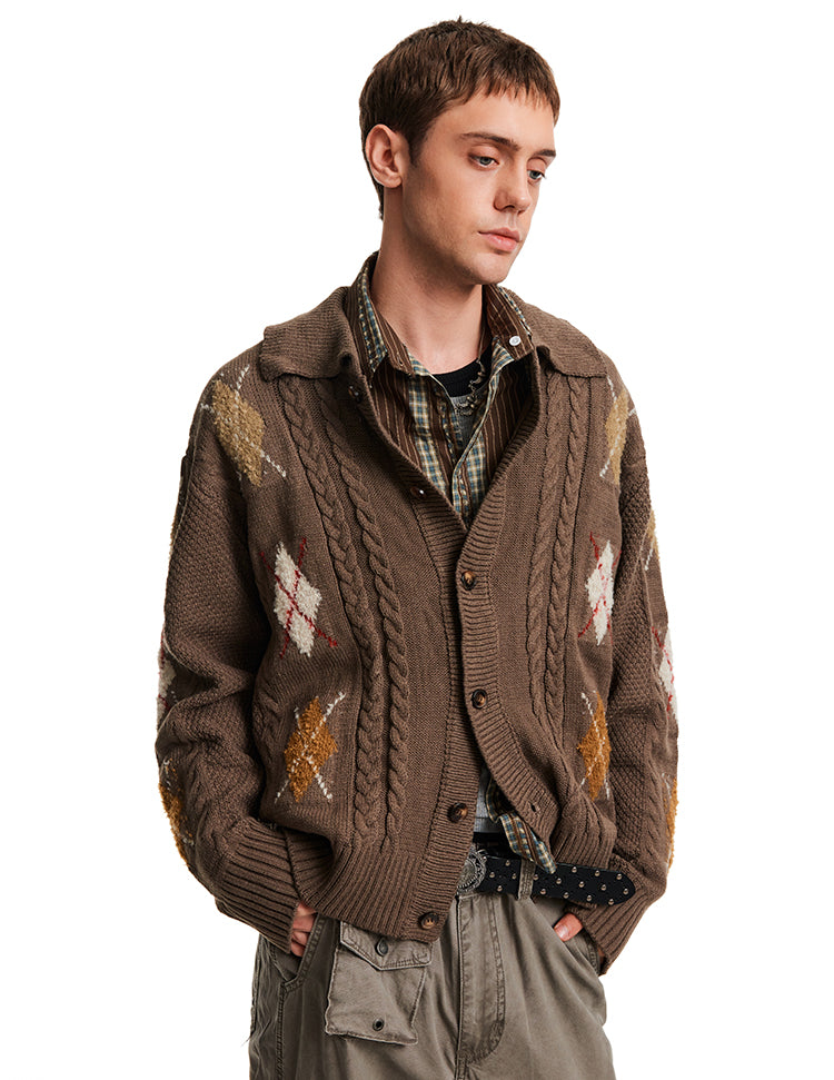 Cable-Knit Diamond Cardigan