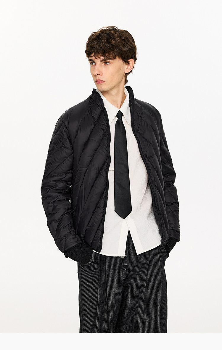Rib-knit lightweight down jacket