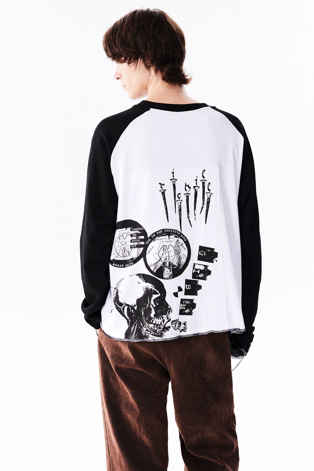 Patch print raglan T-shirt