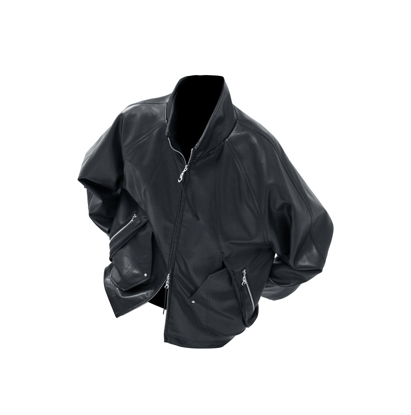 Multi-Pocket Leather Jacket