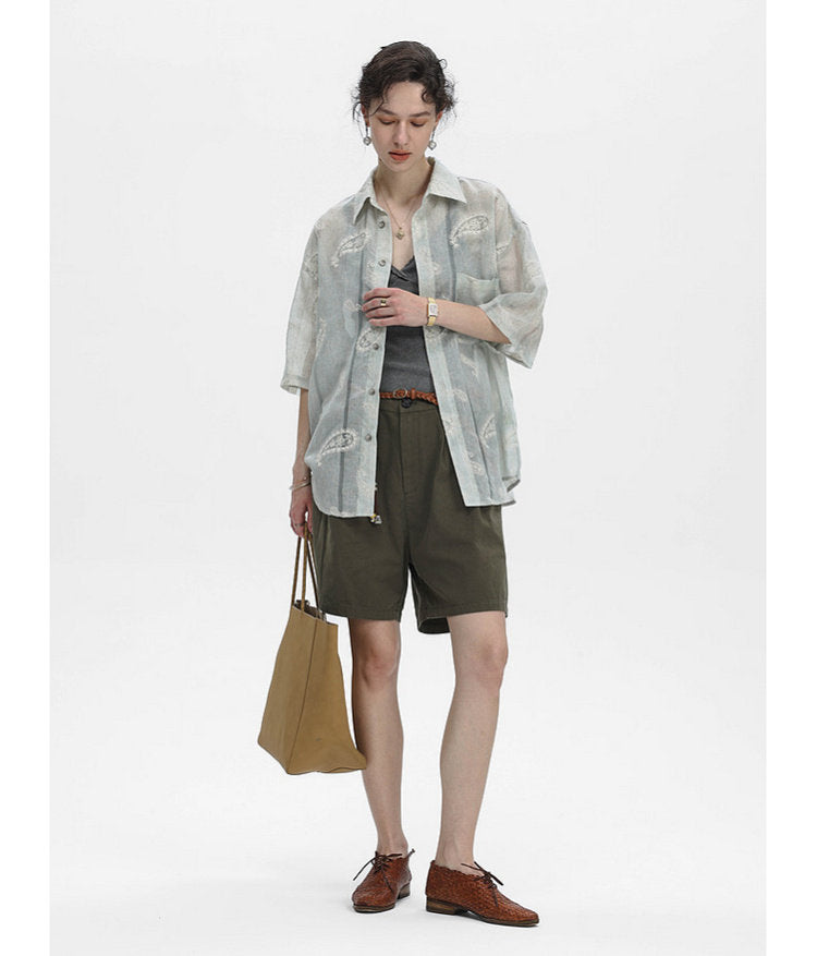 Linen-Blend Sheer Shirt