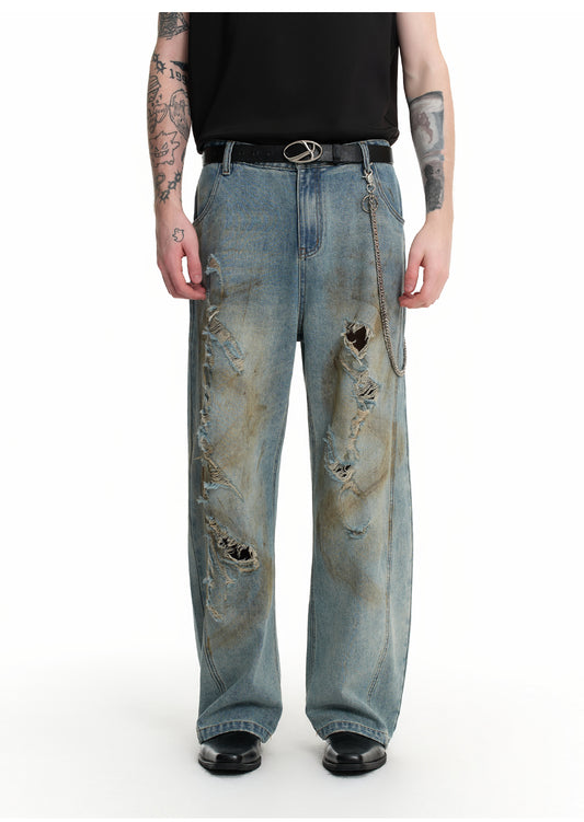 Men's Damaged Jeans