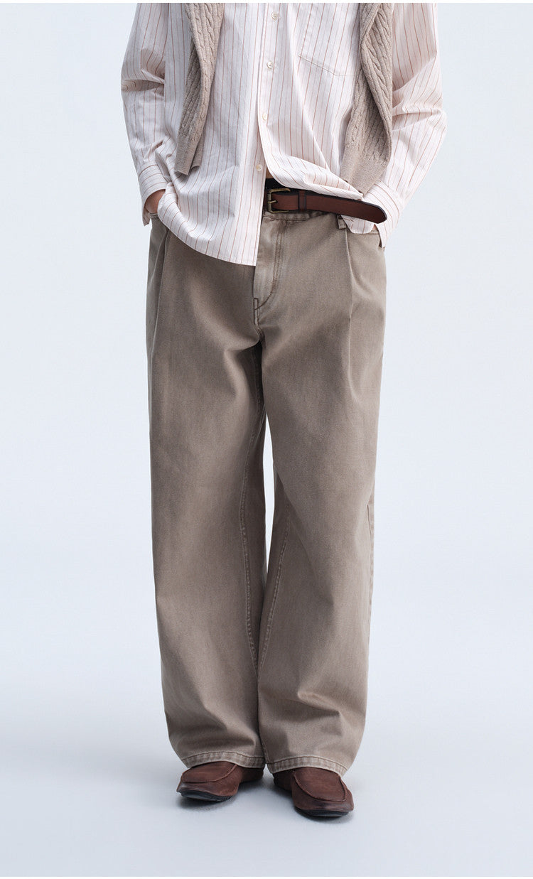 Single-Tuck Denim Pants