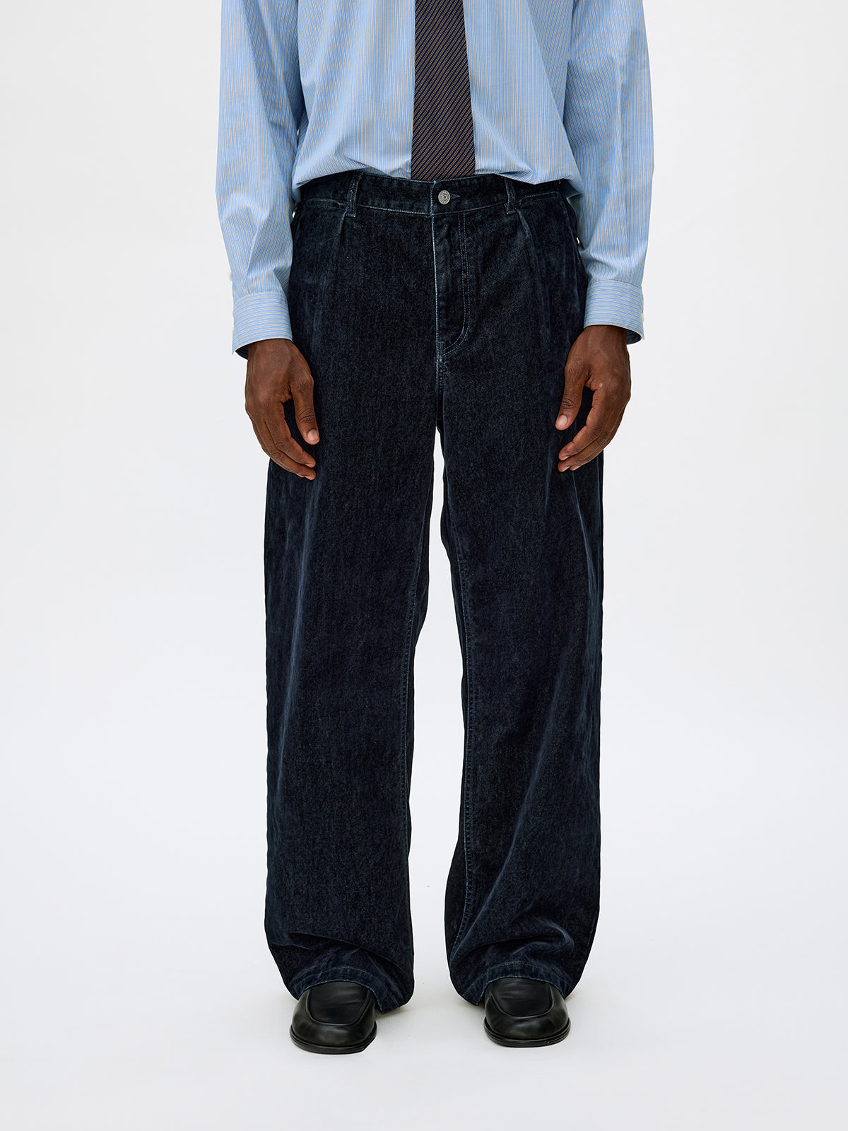 Adjustable Button Flock Denim Pants