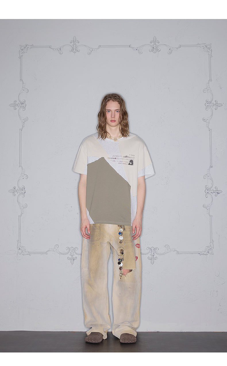 Patchwork Contrast Color T-Shirt