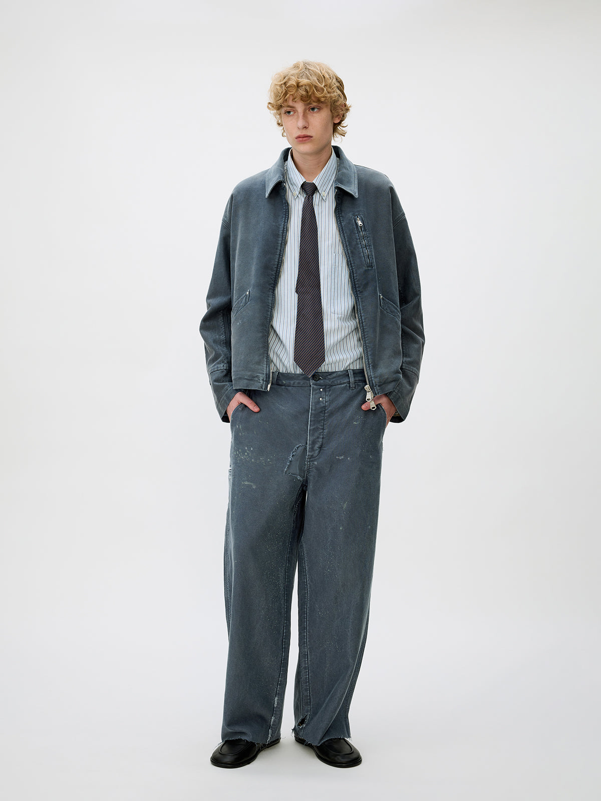 Distressed Zipper Short Jacket