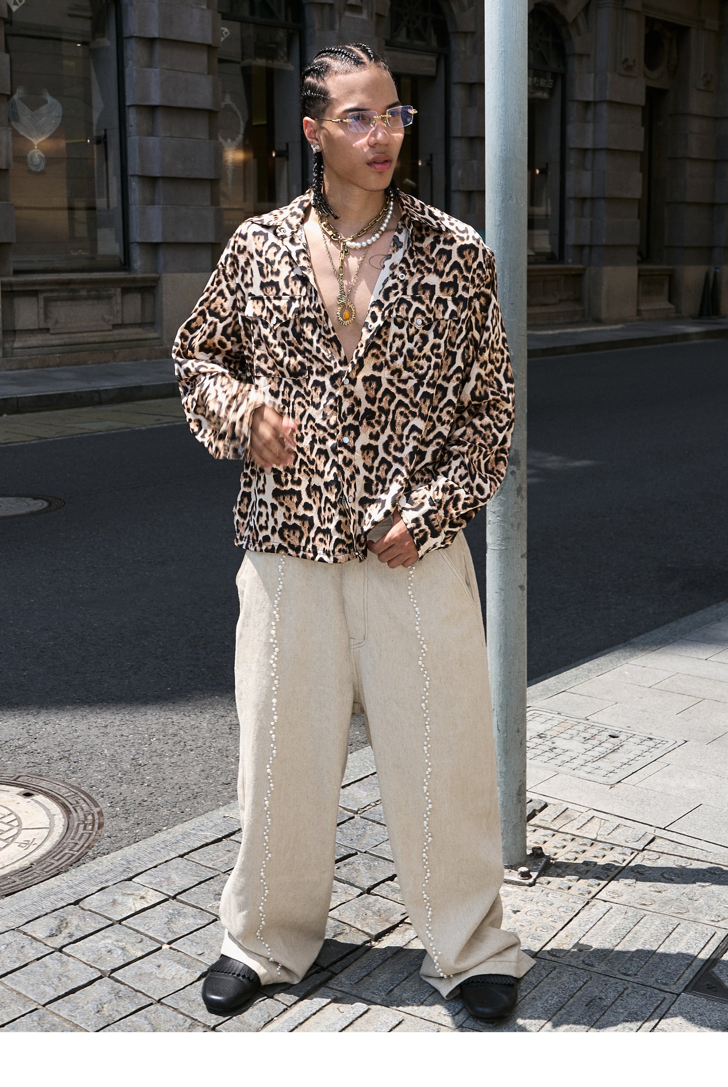 Baggy Straight Wide-Leg Pants