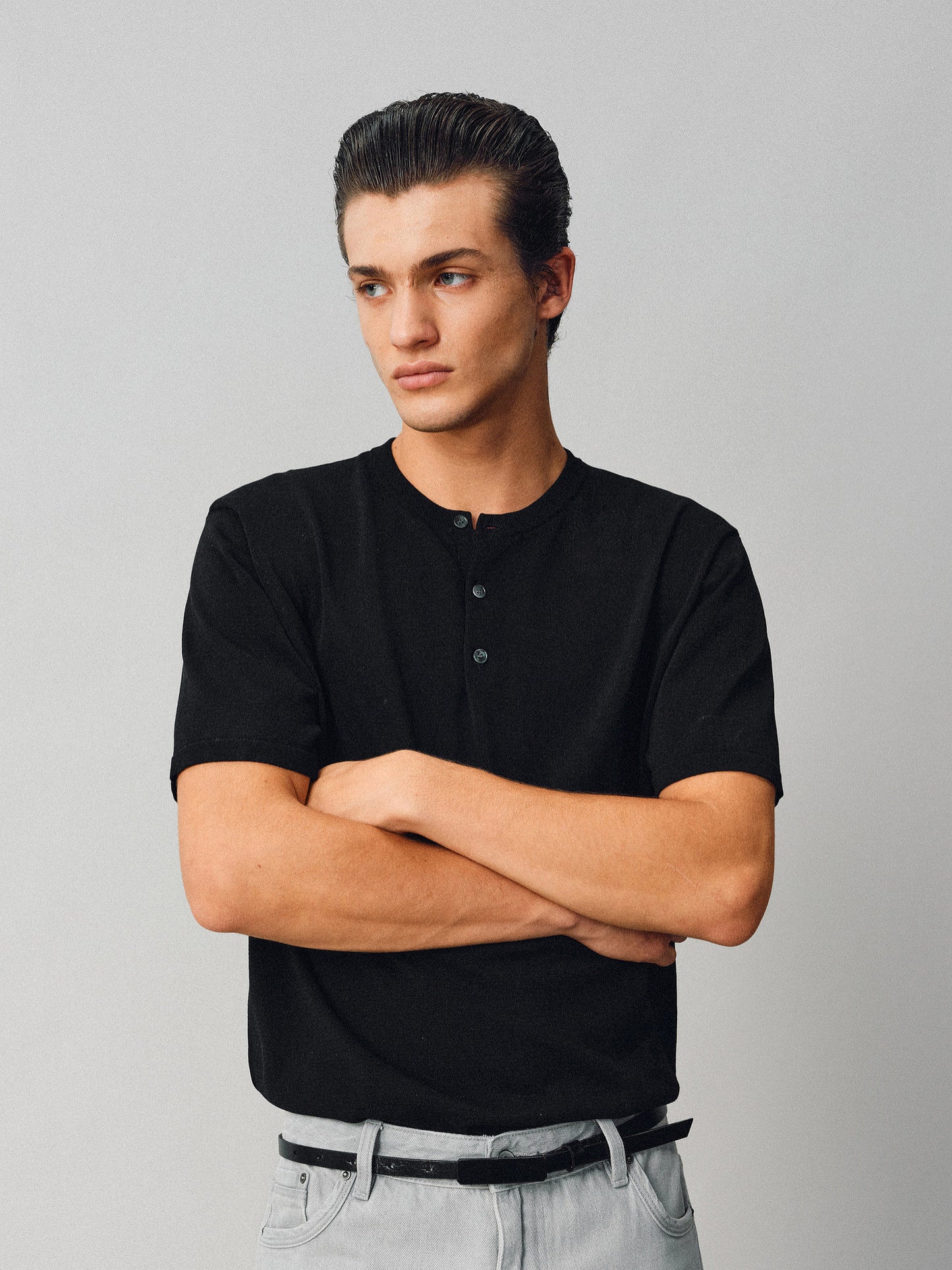 Simple Henry-Neck T-Shirt