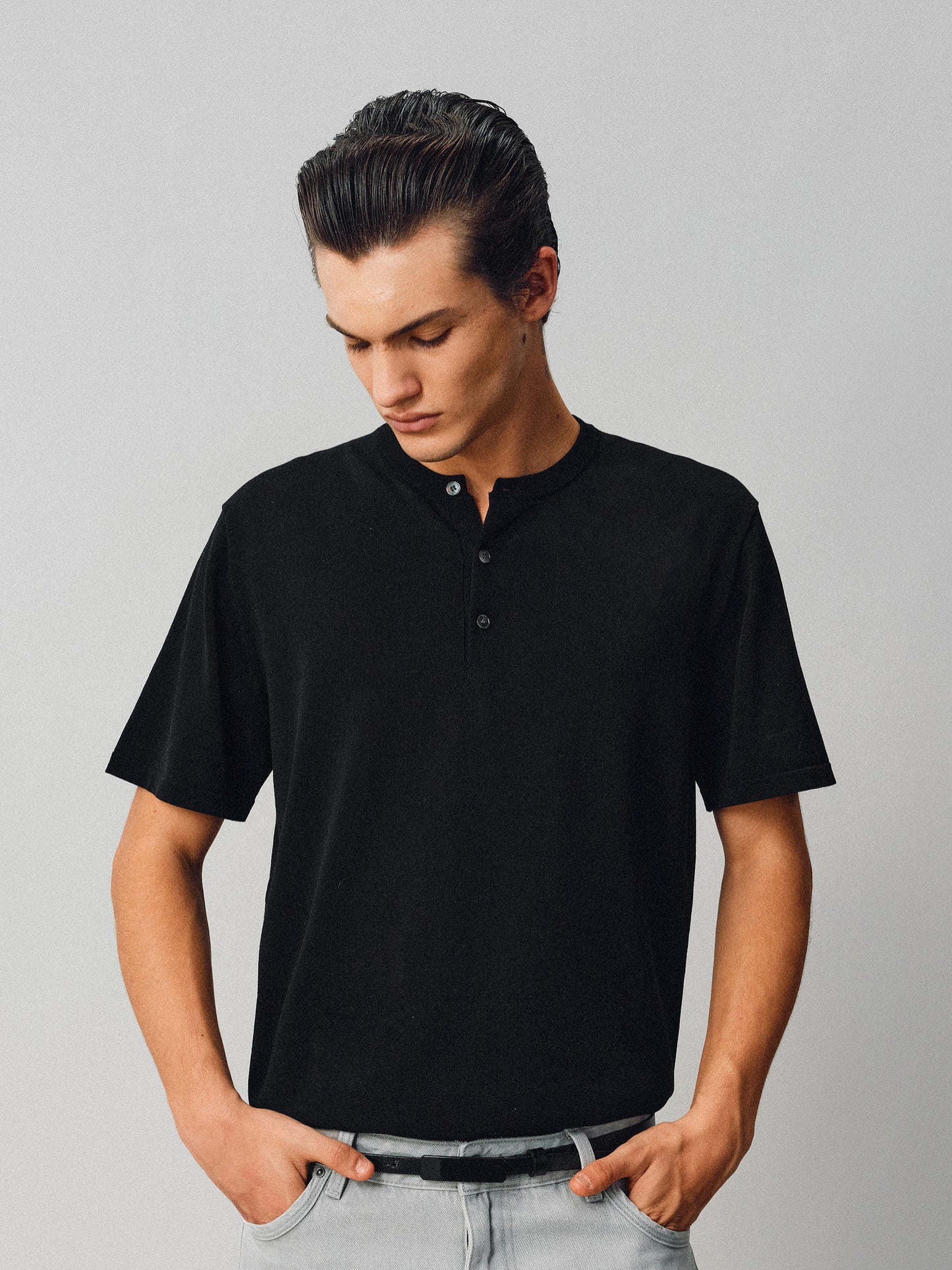 Simple Henry-Neck T-Shirt